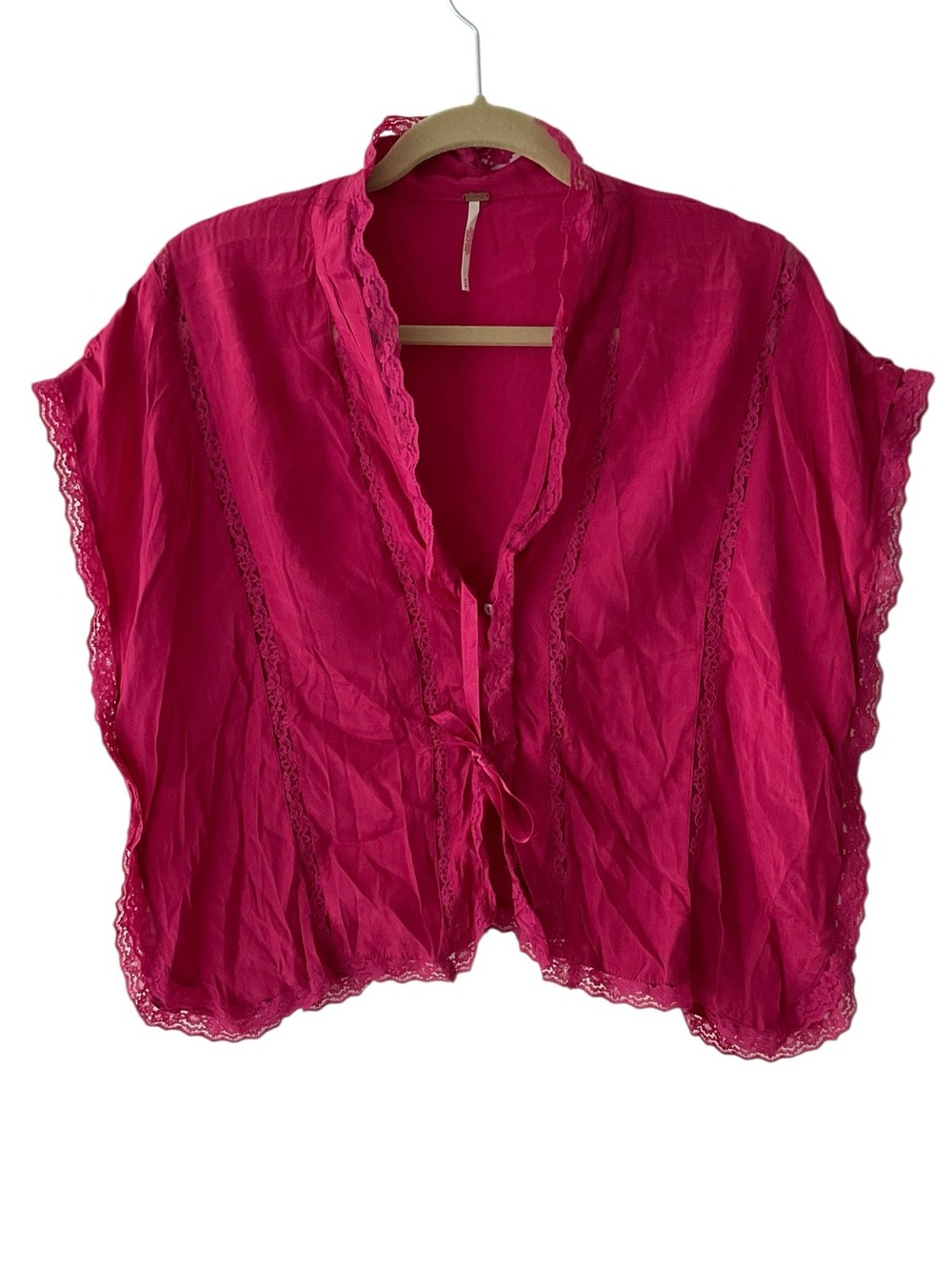 Free People Marigold Shine Lace V-Neck Button Front Top M - Picture 2 of 6